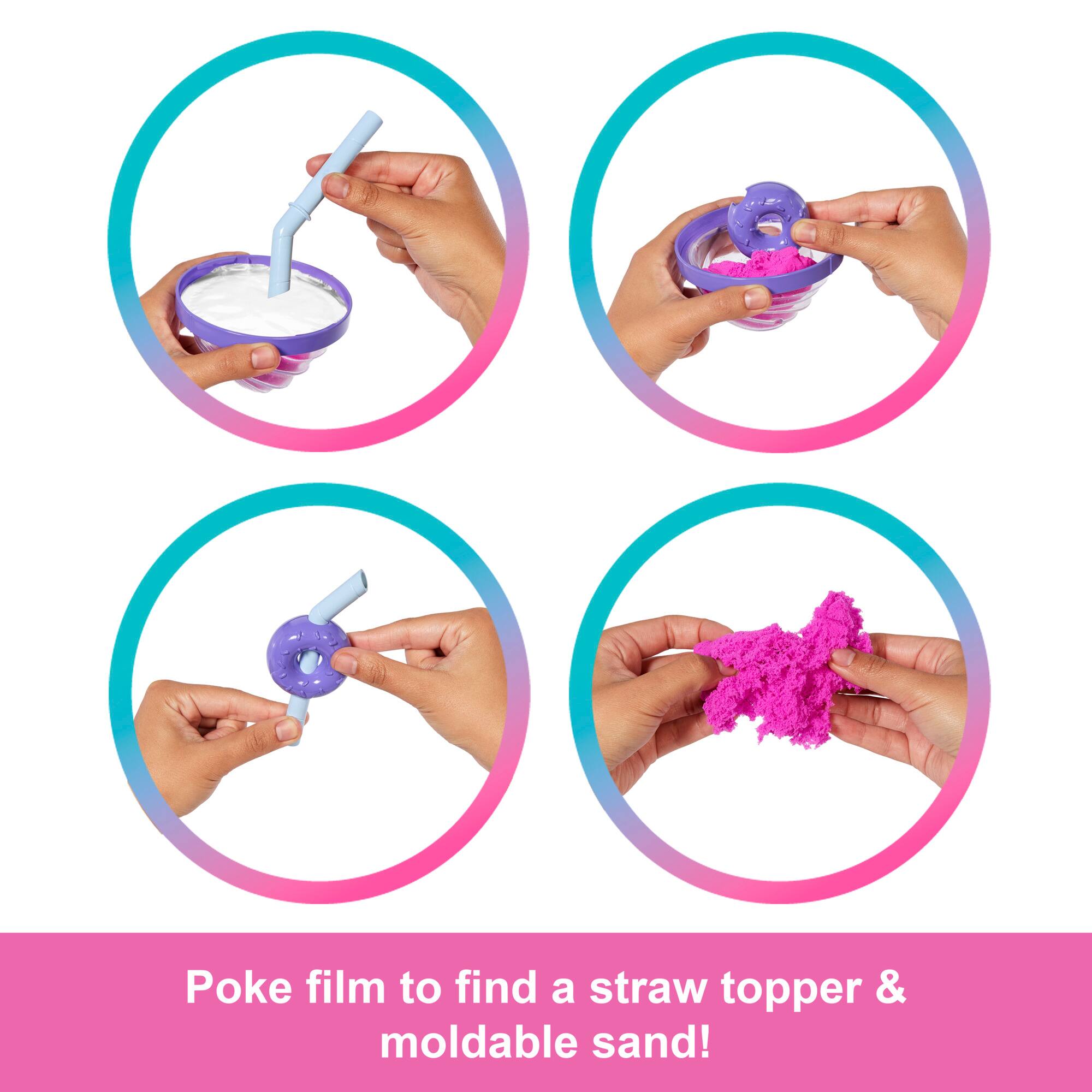 Poke film to find a straw topper & moldable sand!