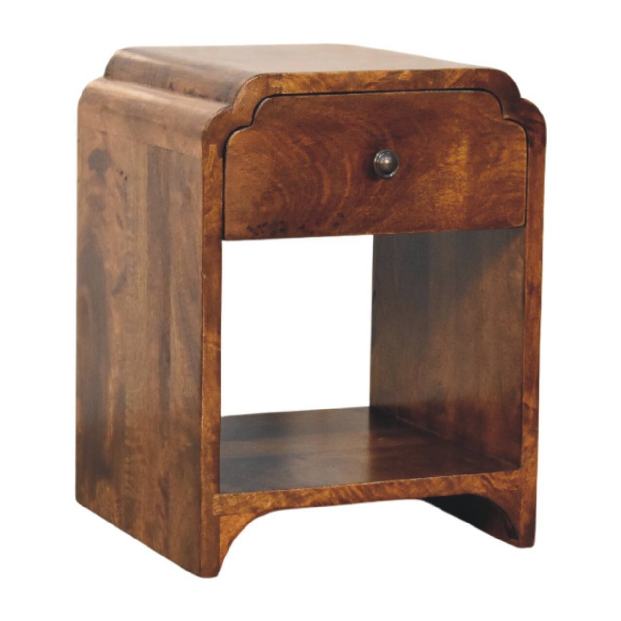 Left. Artisan Furniture - Artisan Furniture Solid Wood Newton Mini Chestnut Nightstand with a Drawer and Open shelf - Chestnut.