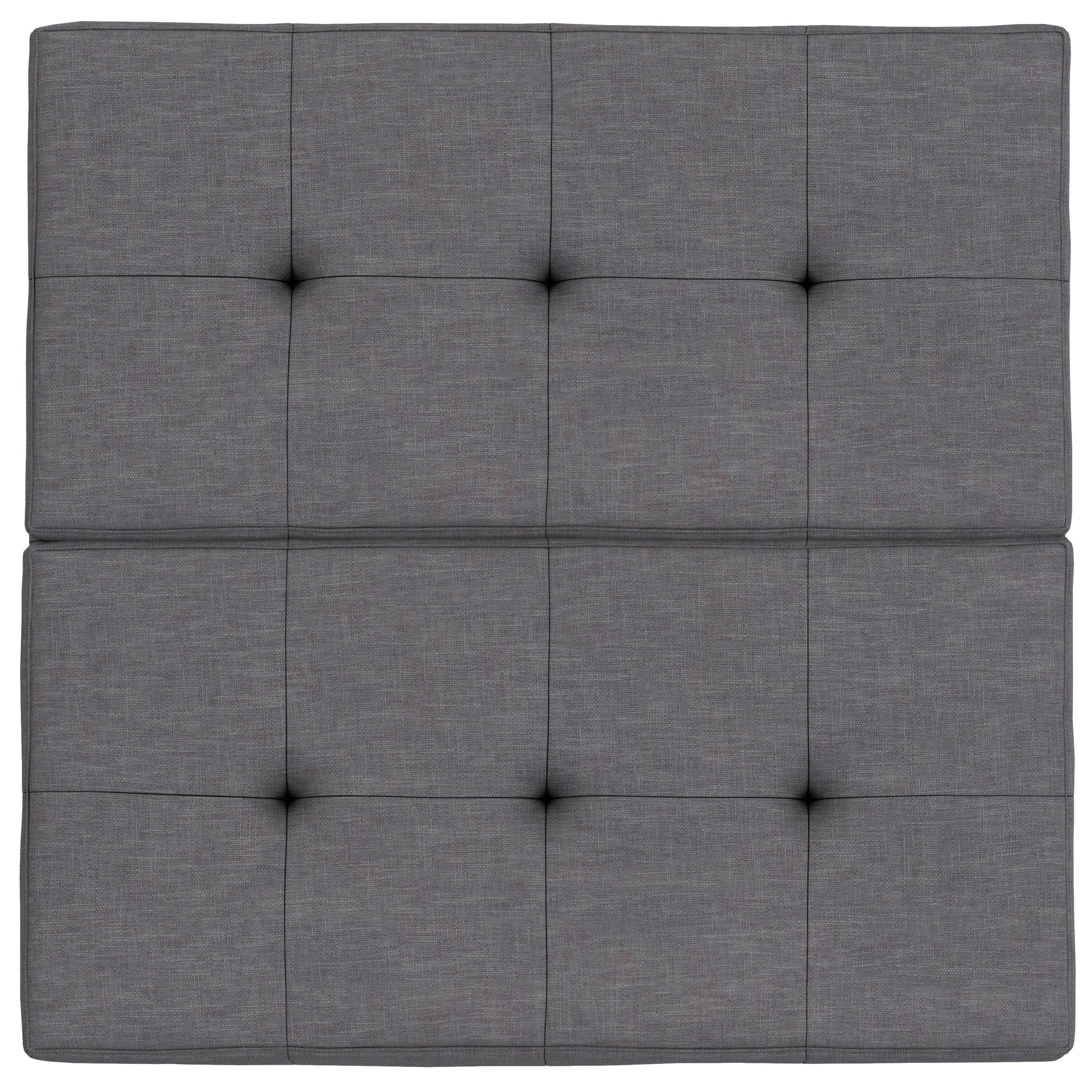 Angle. Tiramisubest - Slate Grey Linen-Style Lift Top Coffee Table Storage Ottoman - Gray.