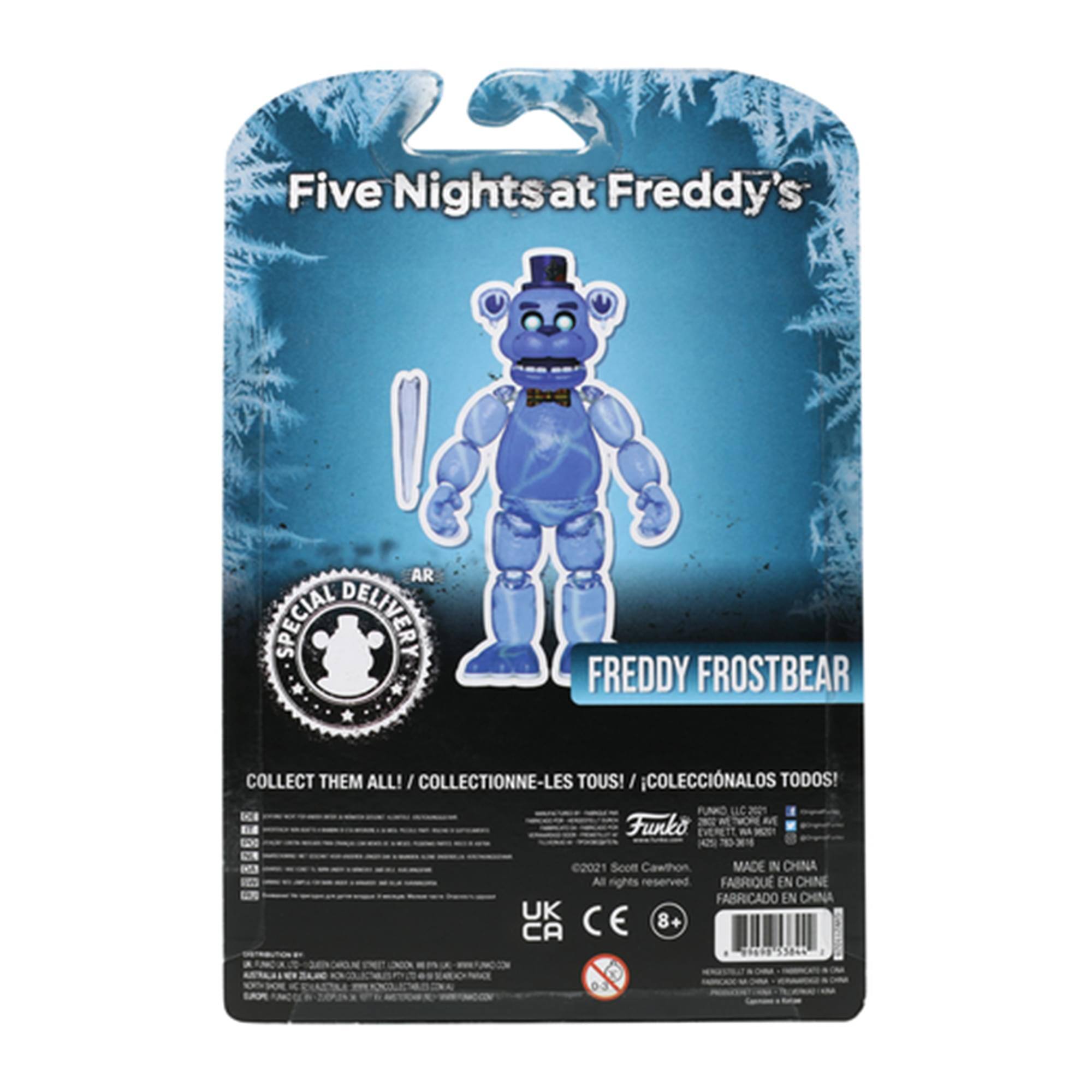 Five Nights at Freddy's  
FREDDY FROSTBEAR  

SPECIAL DELIVERY  
AR  

COLLECT THEM ALL! / COLLECTIONNE-LES TOUS! / COLECCIONALOS TODOS!  

Funko  
©2021 Scott Cawthon  
All rights reserved.  
MADE IN CHINA  
FABRIQUÉ EN CHINE  
FABRICADO EN CHINA  

UK CA CE  
8+  

Funko  
2021