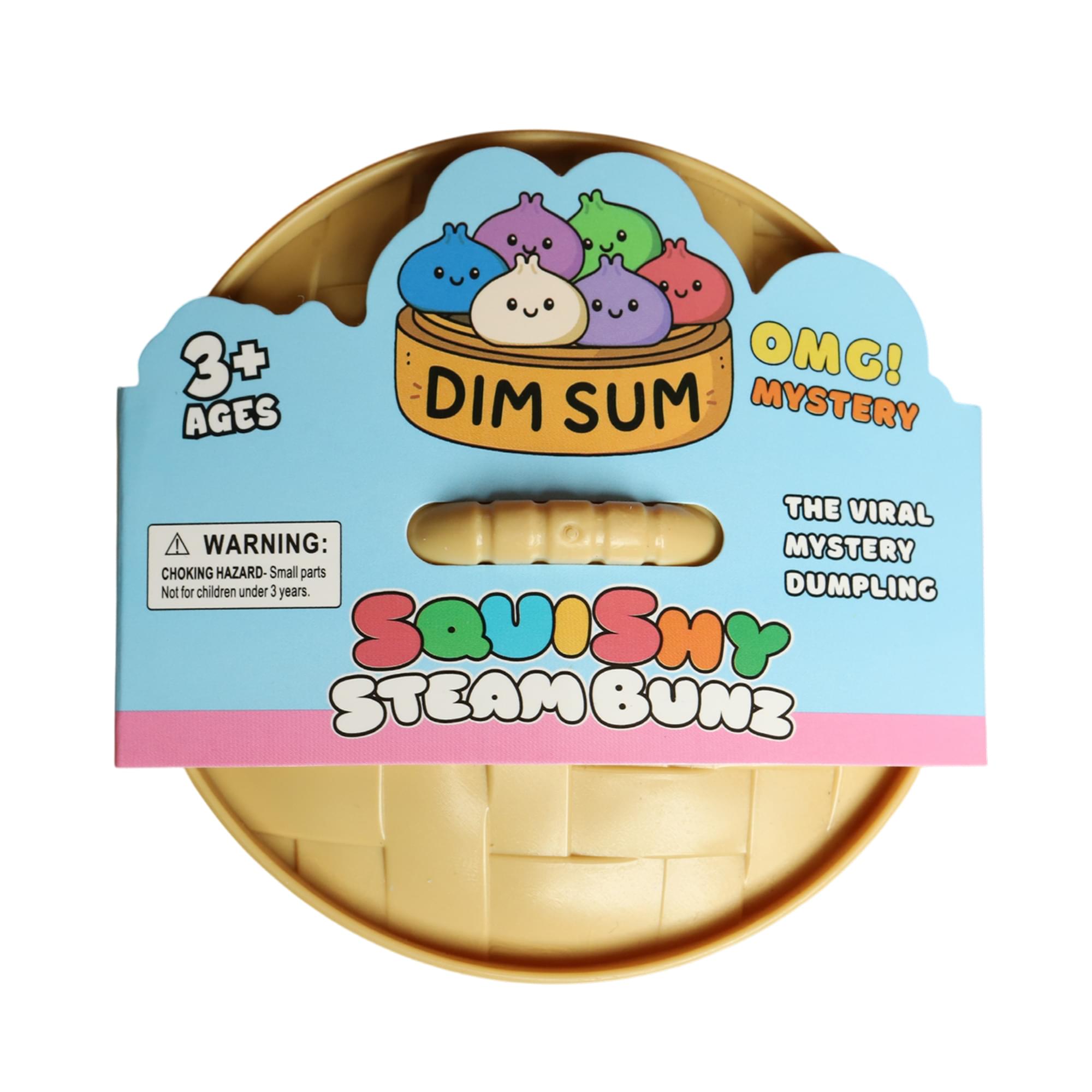 3+ AGES  
OMG! MYSTERY  
DIM SUM  
THE VIRAL MYSTERY DUMPLING  
WARNING: CHOKING HAZARD - Small parts. Not for children under 3 years.  
SQUISHY STEAM BUNZ