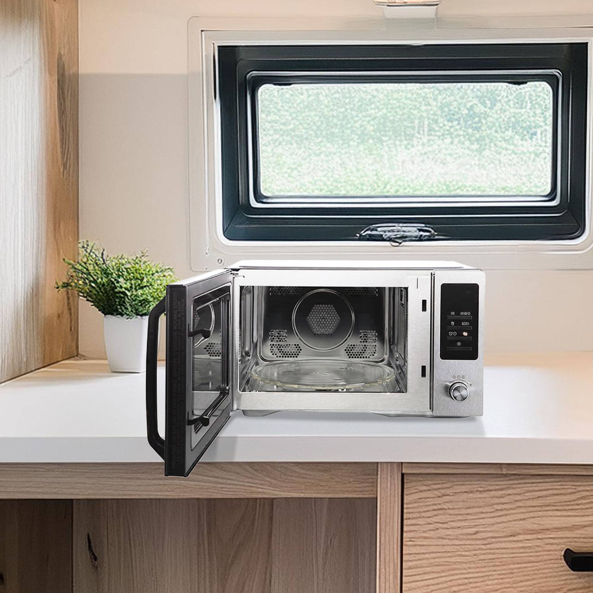 Alt View 8. Magic Chef - Magic Chef MC110AMST 1-Cu. Ft. 1,000-Watt Countertop Microwave with Air Fryer - Multicolored.