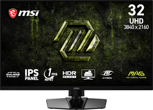 msi MAG 32 UHD 3840 x 2160 1ms HDR READY IPS PANEL AI-VISION MPRT 4K 144Hz DUAL MODE FHD 288Hz