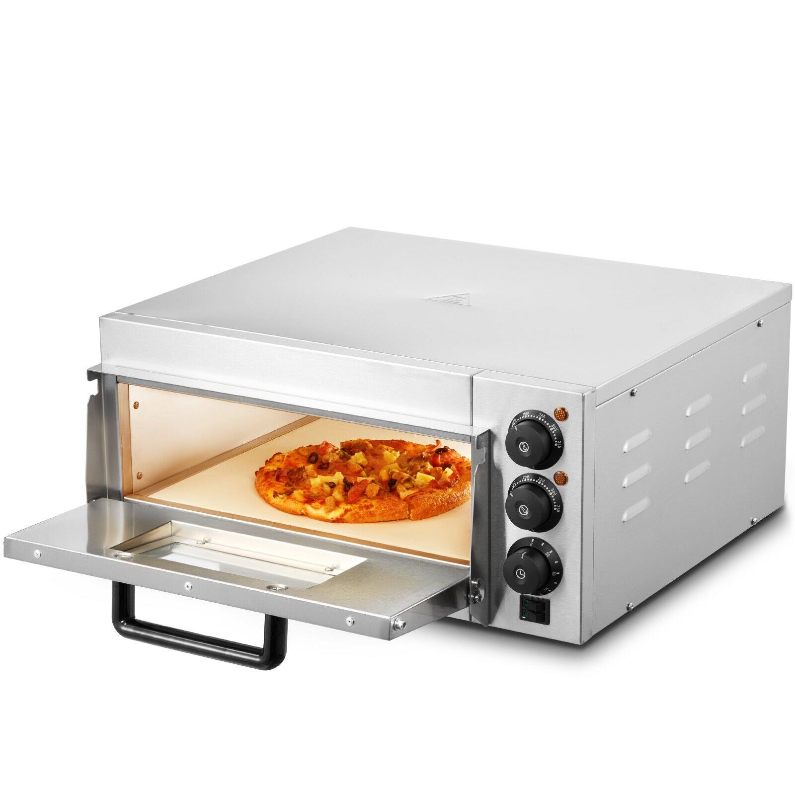 Alt View 10. Glintex - 14in Electric Pizza Oven Countertop, Adjustable Temp for Indoor Cooking and Commercial Kitchen - Silver.
