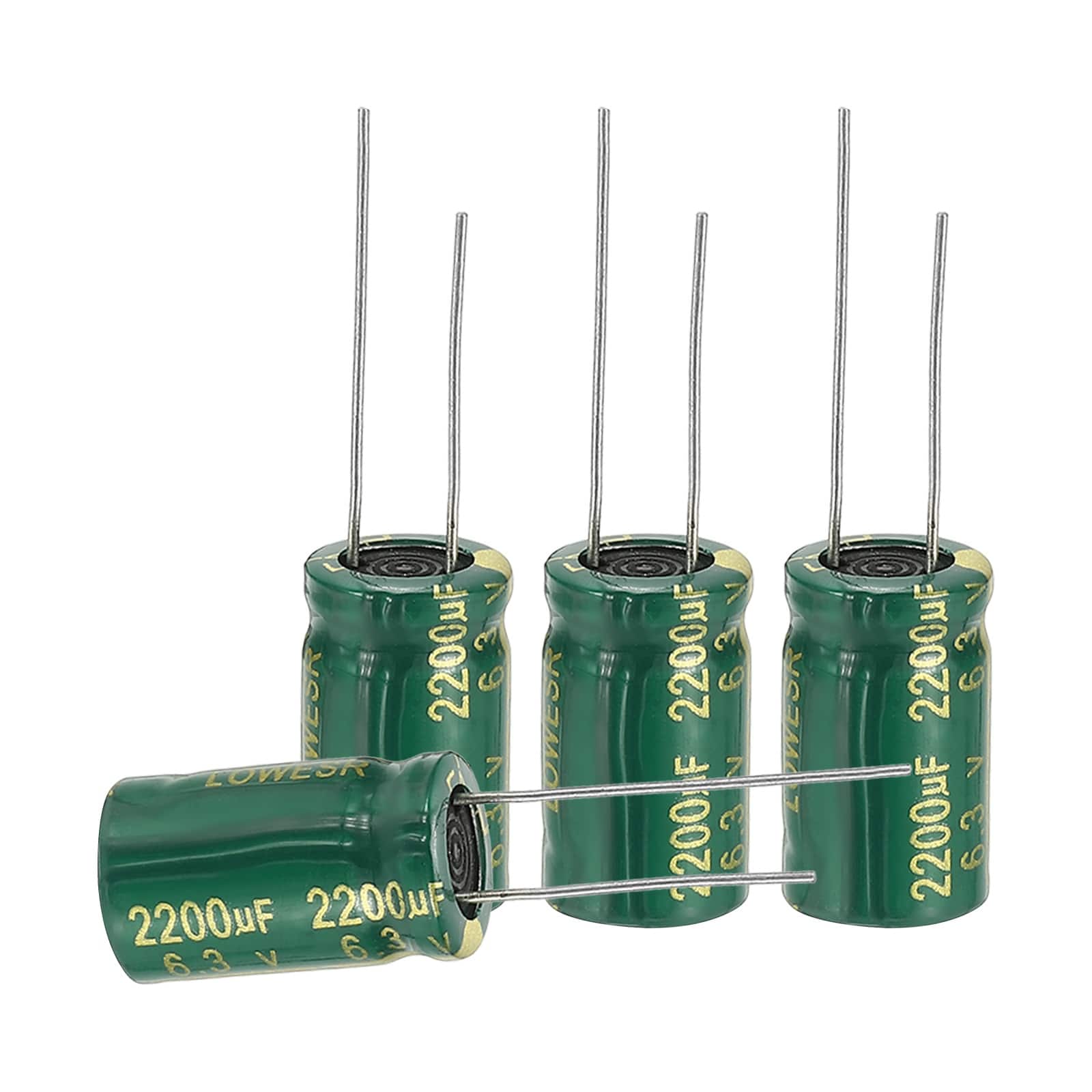 Unique Bargains - 2200uF 6.3V 10x16mm Electrolytic Capacitor, High Frequency, Low Impedance, Radial Leads, 12pcs - Green price history on PriceWatchPro