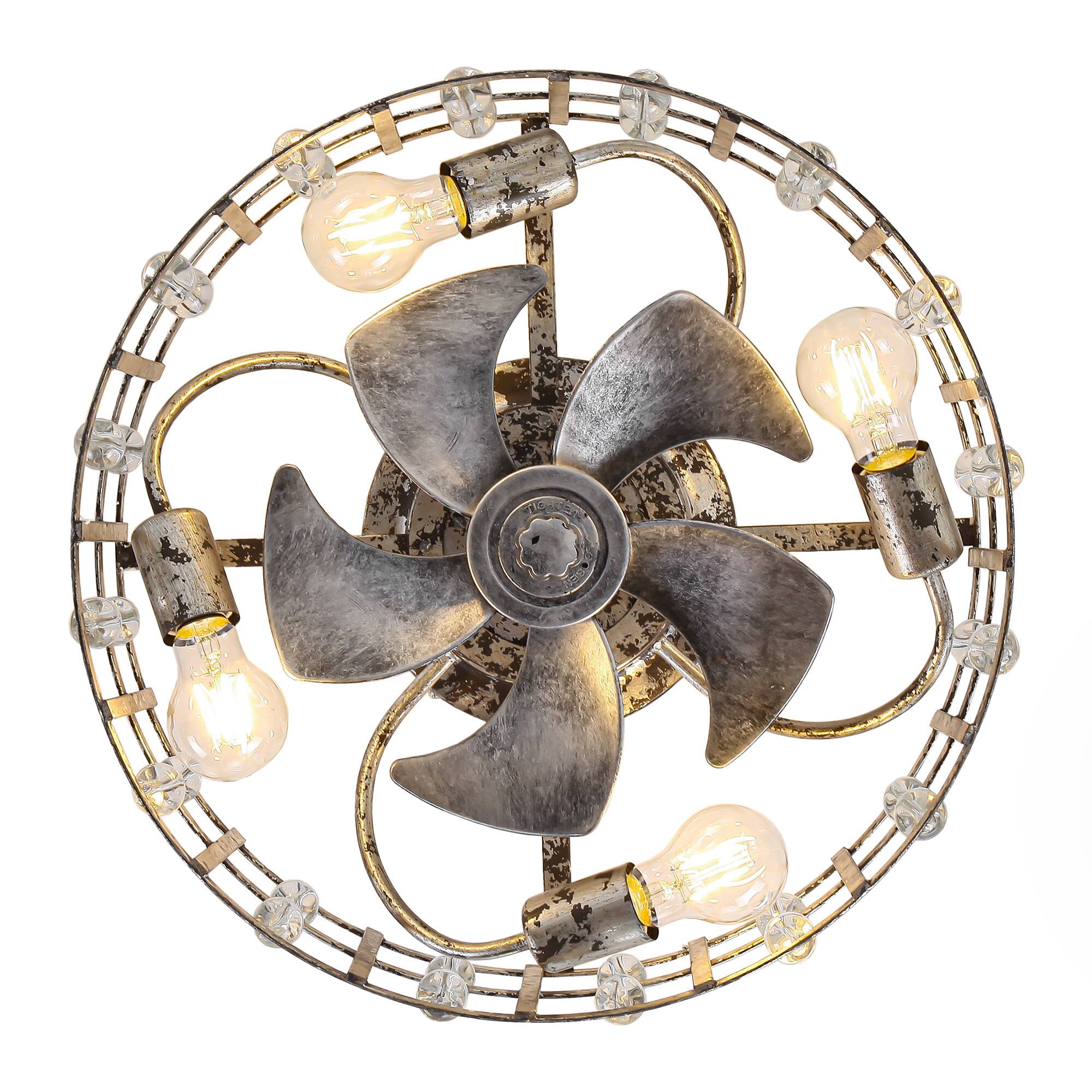 Alt View 10. Parrot Uncle - 17.7 in. Caged LOW Profile Smart Ceiling Fan with Light and Remote and APP Control - Distressed Silver.