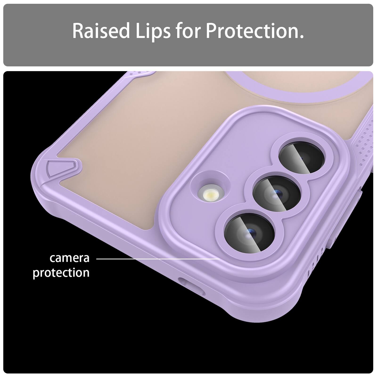 Raised Lips for Protection.  
camera protection