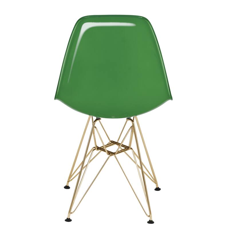 Alt View 1. LeisureMod - Cresco 2-Pieces Acrylic Dining Chair with Curved Seat and Durable Gold Metal Legs - White Green.