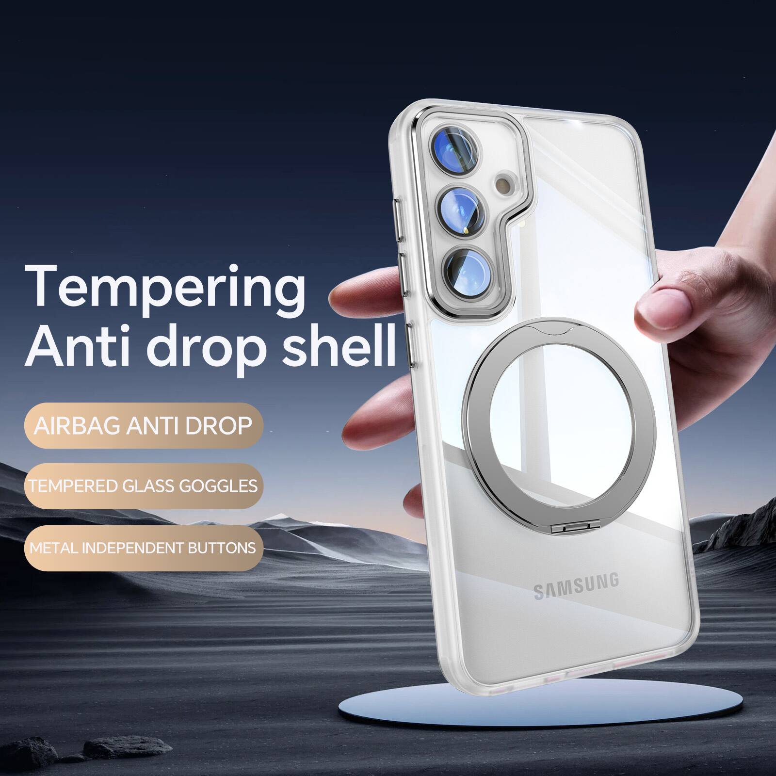 Tempering Anti drop shell  
AIRBAG ANTI DROP  
TEMPERED GLASS GOGGLES  
METAL INDEPENDENT BUTTONS  
SAMSUNG