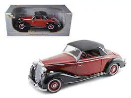 1950 Mercedes Benz 170S Cabriolet 1/18 Diecast Model Car by Signature Models - Burgundy and Black
