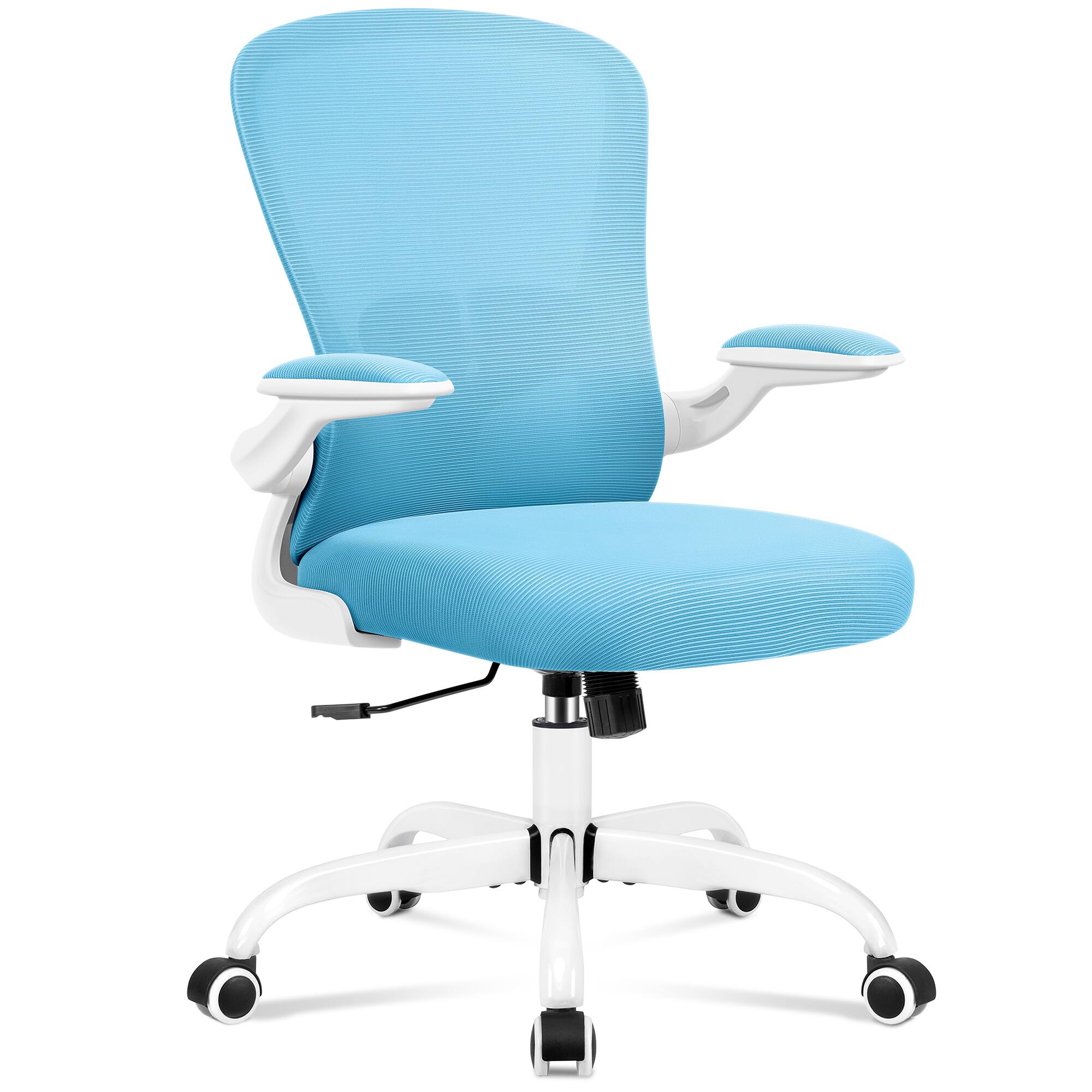Alt View 4. KERDOM - Ergonomic Desk Chair, Swivel Computer Chair with Flip-up Arms and Lumbar Support, Adjustable Height with Breathable Mesh - Blue.