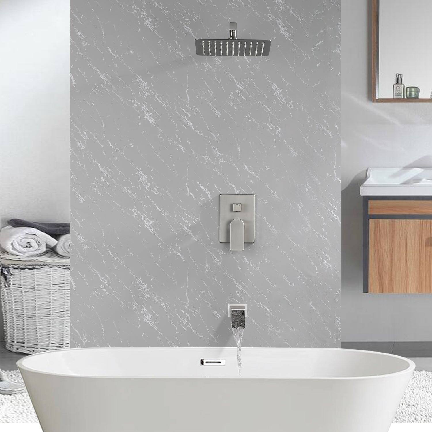 Alt View 5. Boyel Living - Brushed Shower Set 10 Inch SUS304 Top Spray Waterfall Spout Dual Water Outlet - Brushed Nickel.