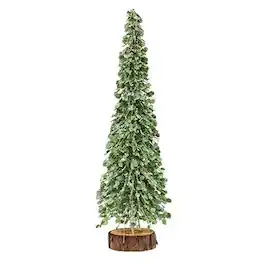 BreeBe - Icy Boxwood Brush Tree 16" - Green, White, Brown