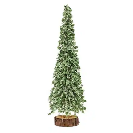 Front. BreeBe - Icy Boxwood Brush Tree 16" - Green, White, Brown.