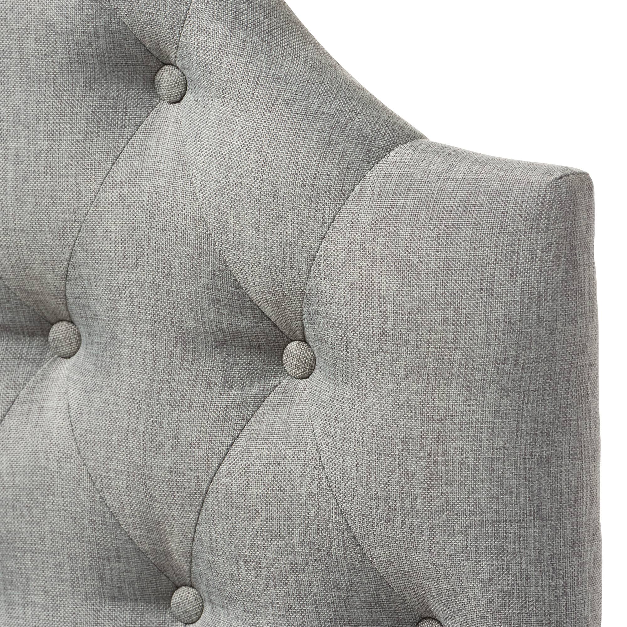 Left. Baxton Studio - Morris Modern and Contemporary Fabric Upholstered Button-Tufted Scalloped Twin Size Headboard - Grey.