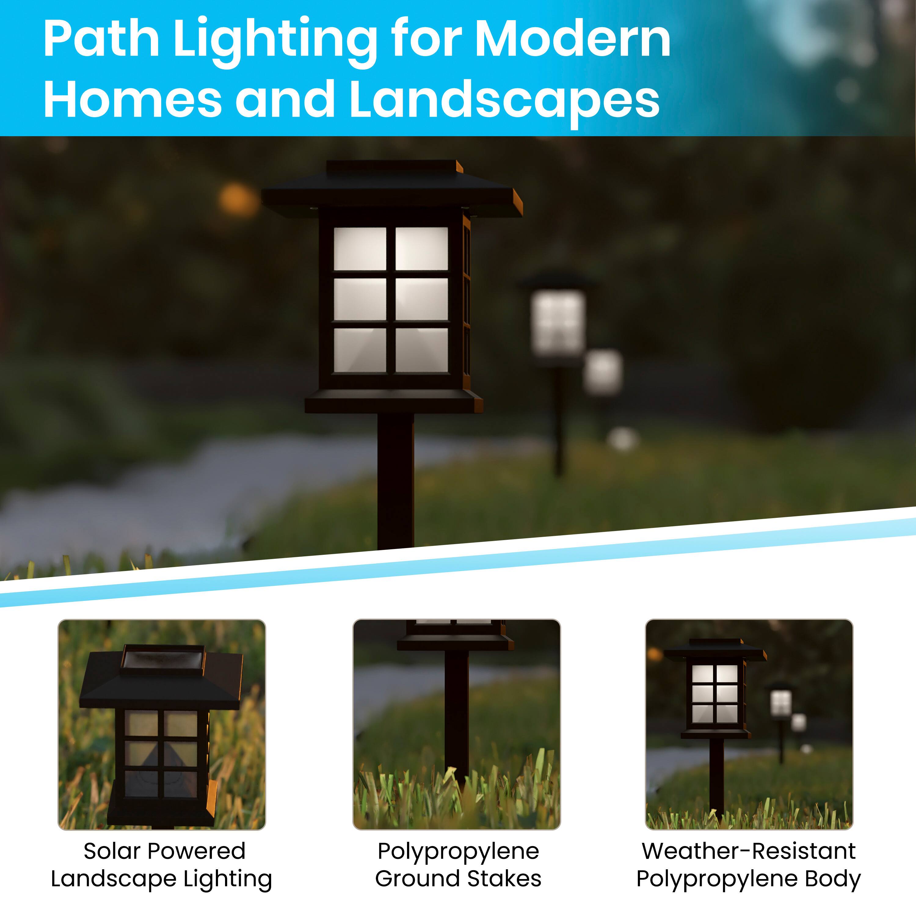 Path Lighting for Modern Homes and Landscapes

- Solar Powered Landscape Lighting
- Polypropylene Weather-Resistant Ground Stakes
- Polypropylene Body