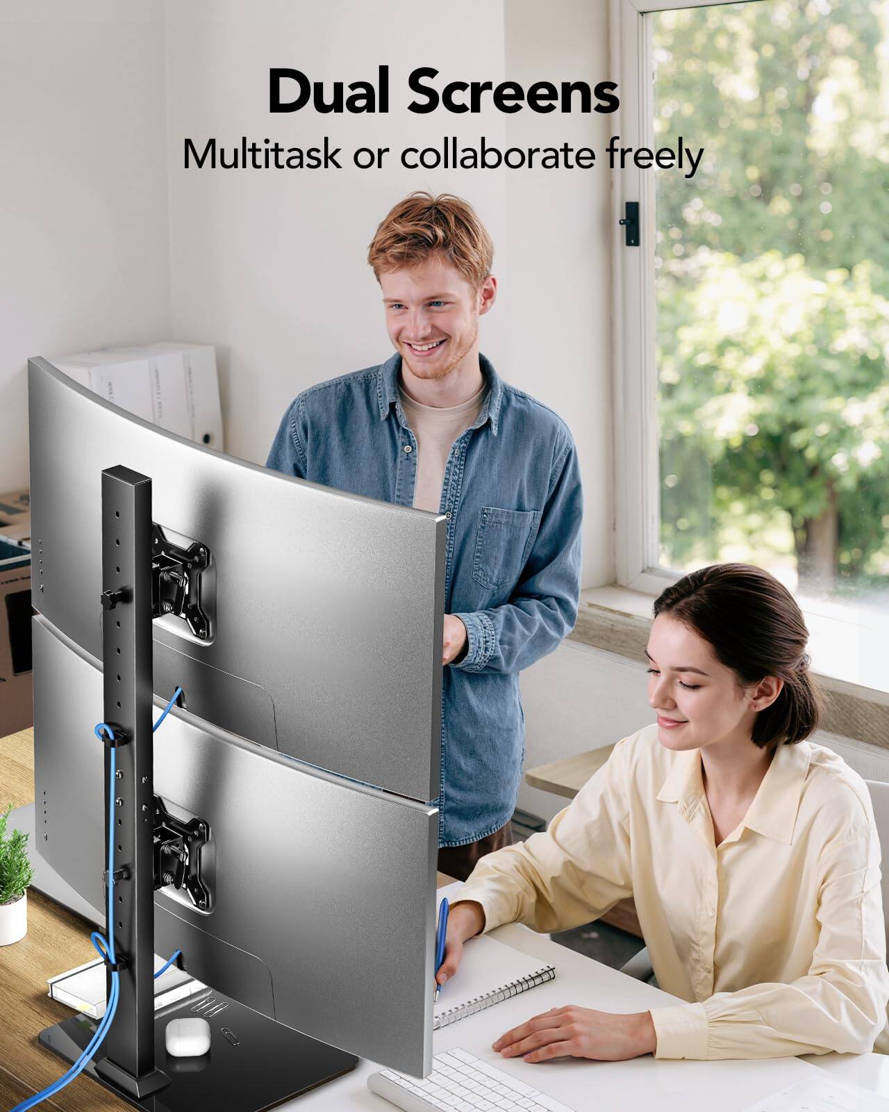 Dual Screens  
Multitask or collaborate freely