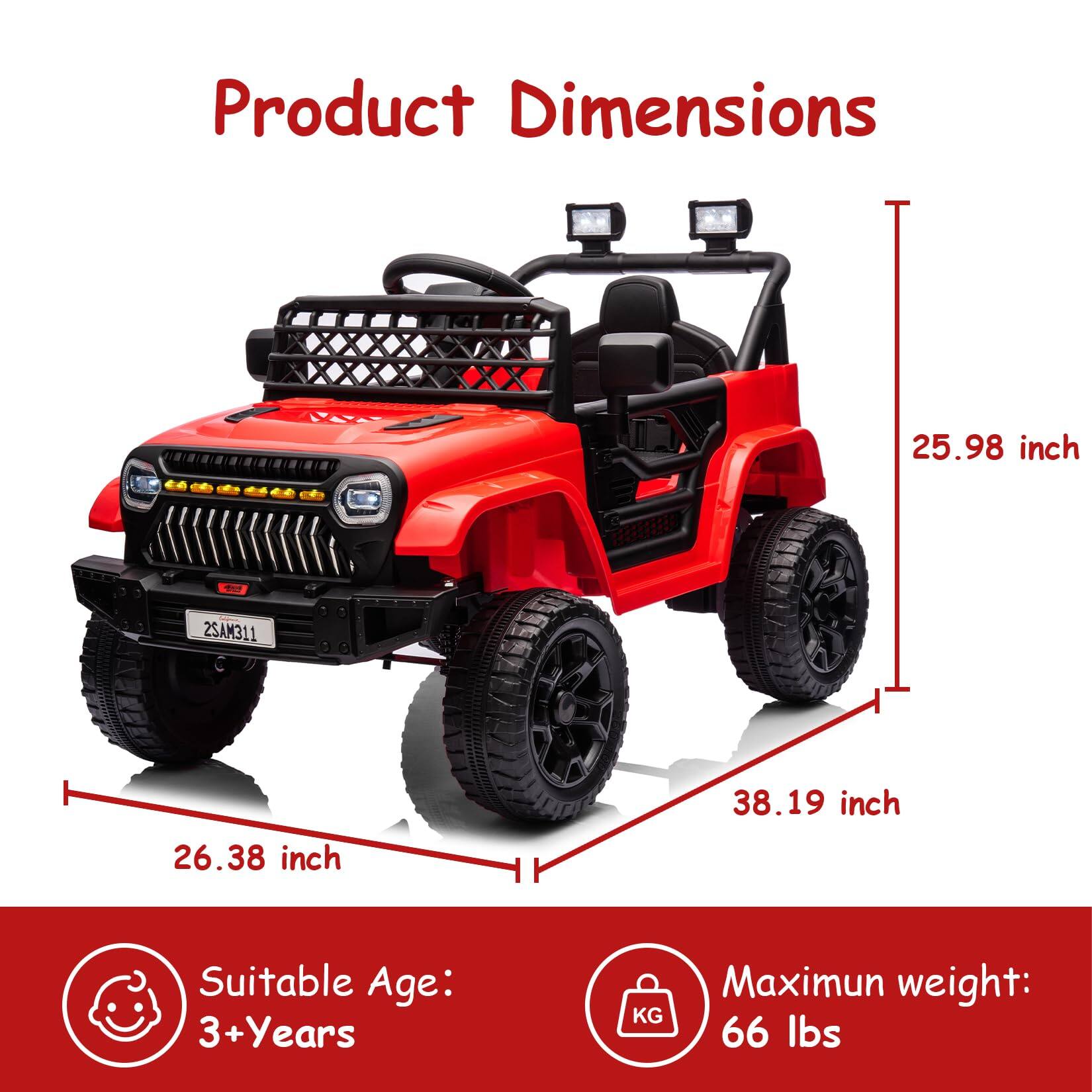 Product Dimensions  
25.98 inch  
38.19 inch  
26.38 inch  

Suitable Age: 3+ Years  

Maximum weight: 66 lbs
