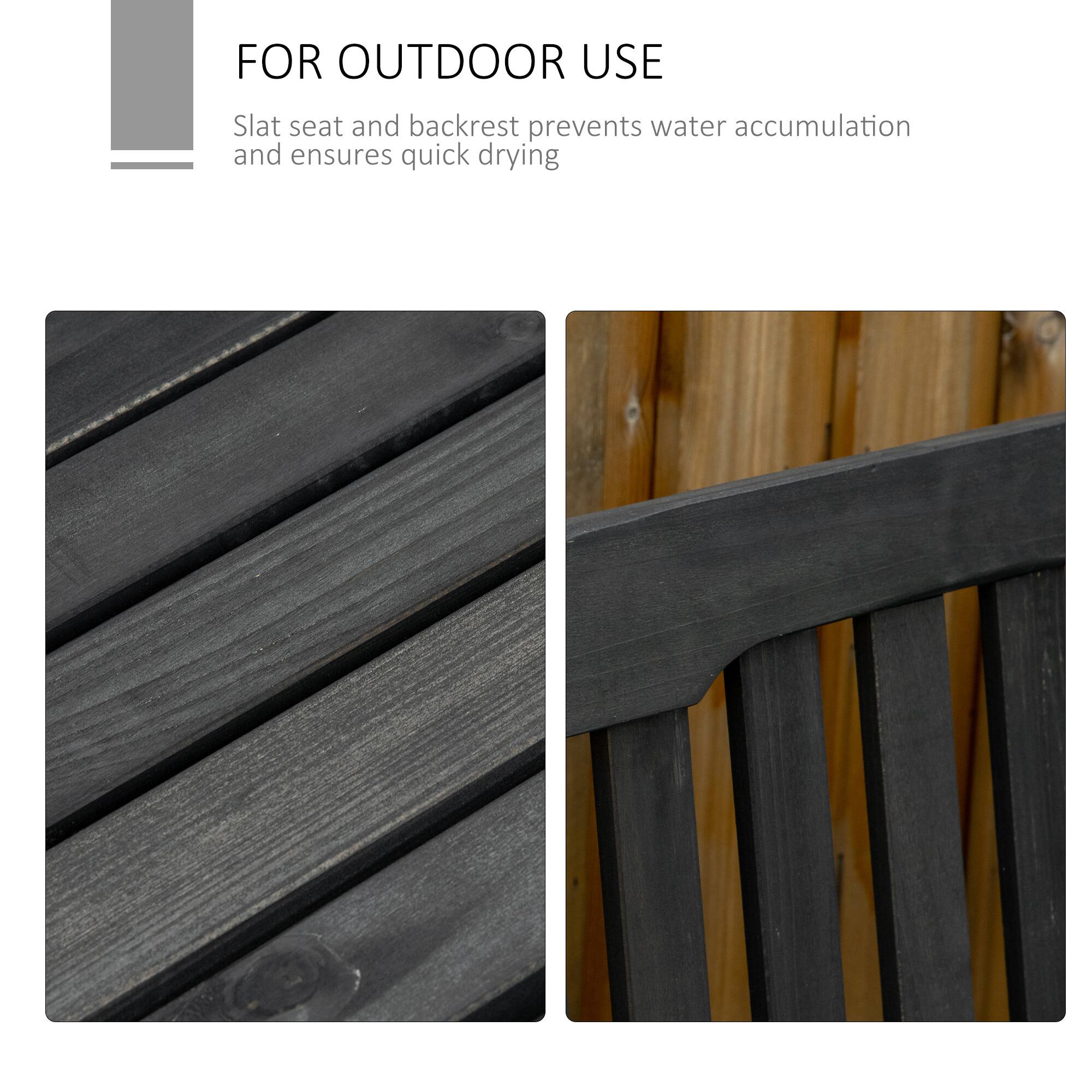 FOR OUTDOOR USE
Slat seat and backrest prevents water accumulation and ensures quick drying
