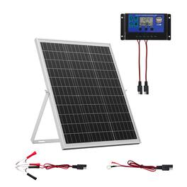 VEVOR - 25W 12V Solar Panel Battery Charger, Solar Battery Trickle Charger Maintainer with Intelligent MPPT Controller - White