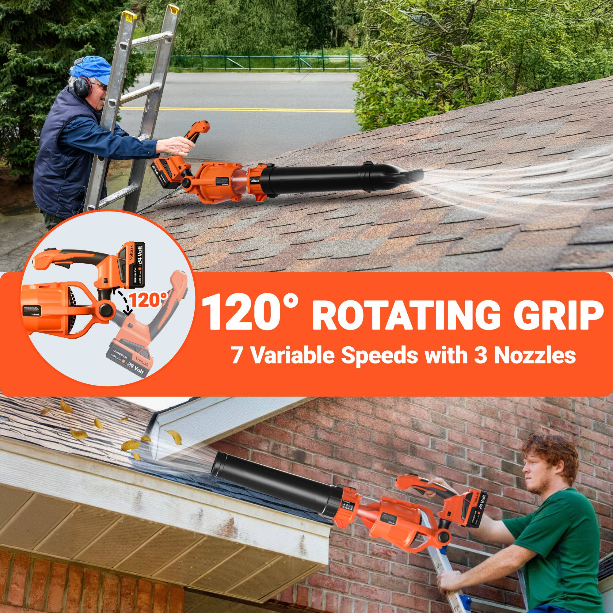 120° ROTATING GRIP  
7 Variable Speeds with 3 Nozzles