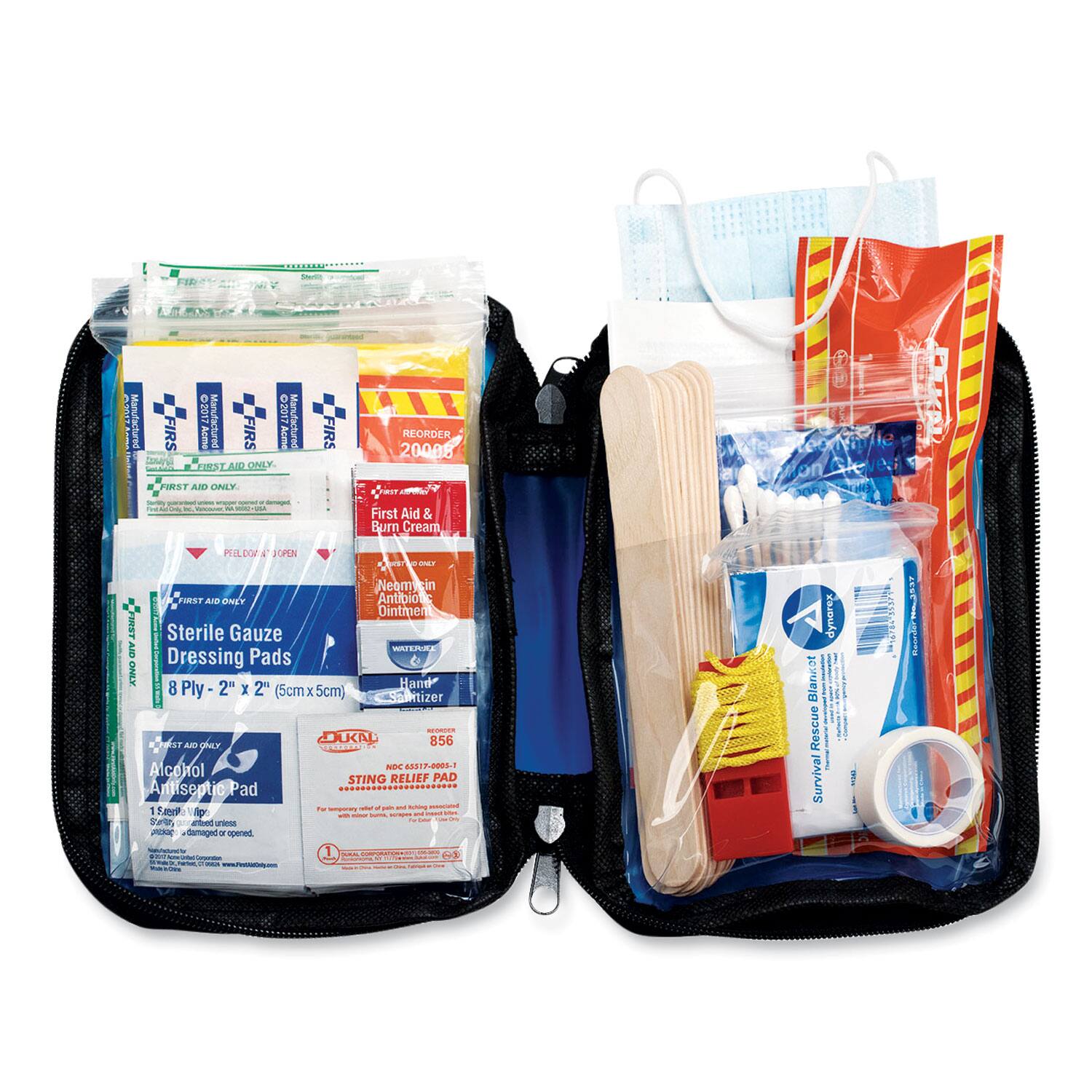 - Manufactured FIRST AID ONLY
- Manufactured Acme FIRST AID ONLY
- REORDER 20008
- PIMS?
- First Aid & Burn Cream
- PHLDor E JOPEN Tar
- Neomycin FARS? A DNET Antibiotic Ointment
- Sterile Gauze AND ATN Dressing Pads ONLY
- Hami 8 Ply 2" x 2" (5cm x 5cm)
- Hand Sanitizer
- DUCAE 856
- KONST AN
- ghay 2204
- BOC 5517-201
- Alcohol STING RELIEF PAD Antiseptic Pad
- dynarex Blancot
- Rescue
- Survival