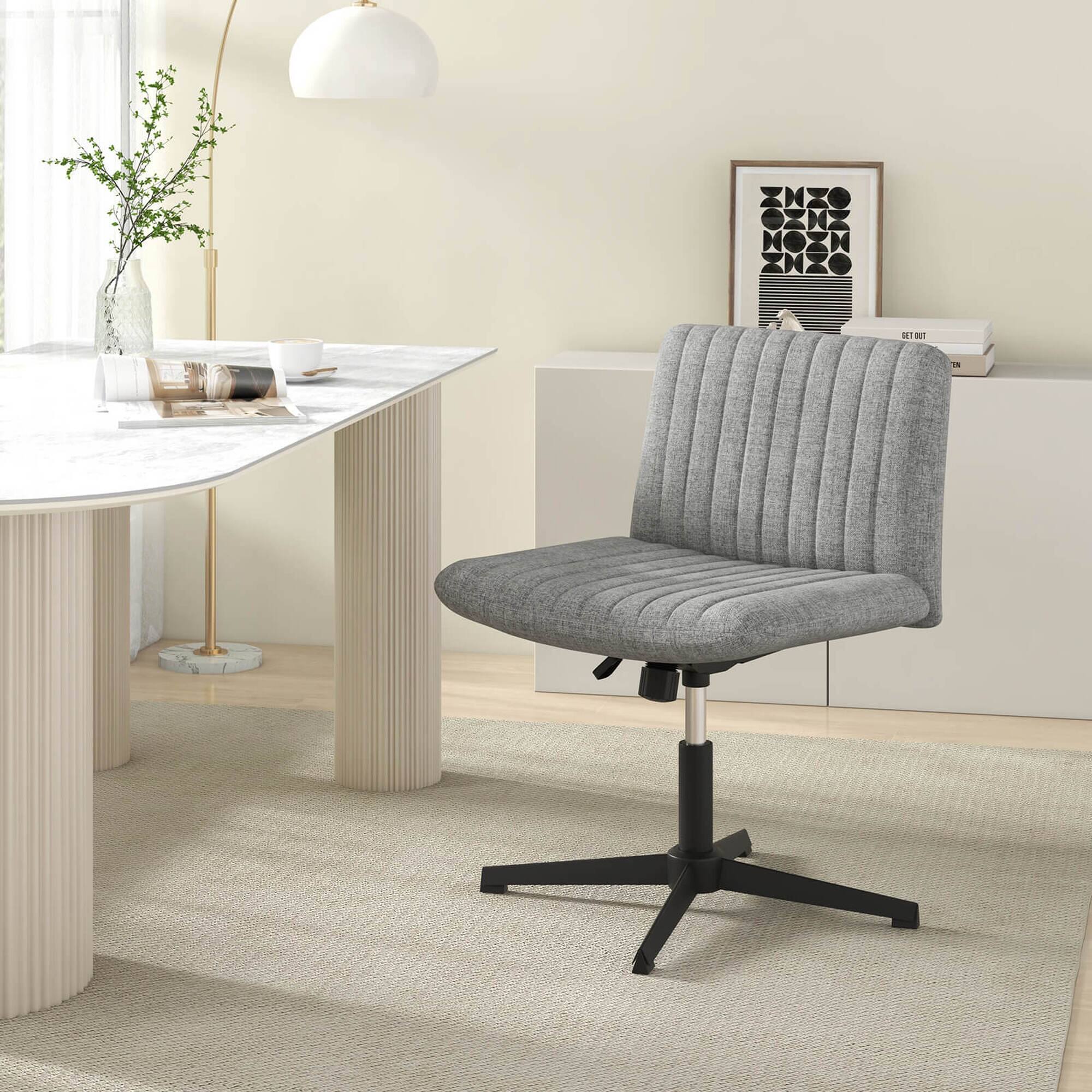 Alt View 1. Costway - Costway Criss Cross Legged Office Chair Ergonomic Mid Back Computer Desk Chair Gray - Gray.