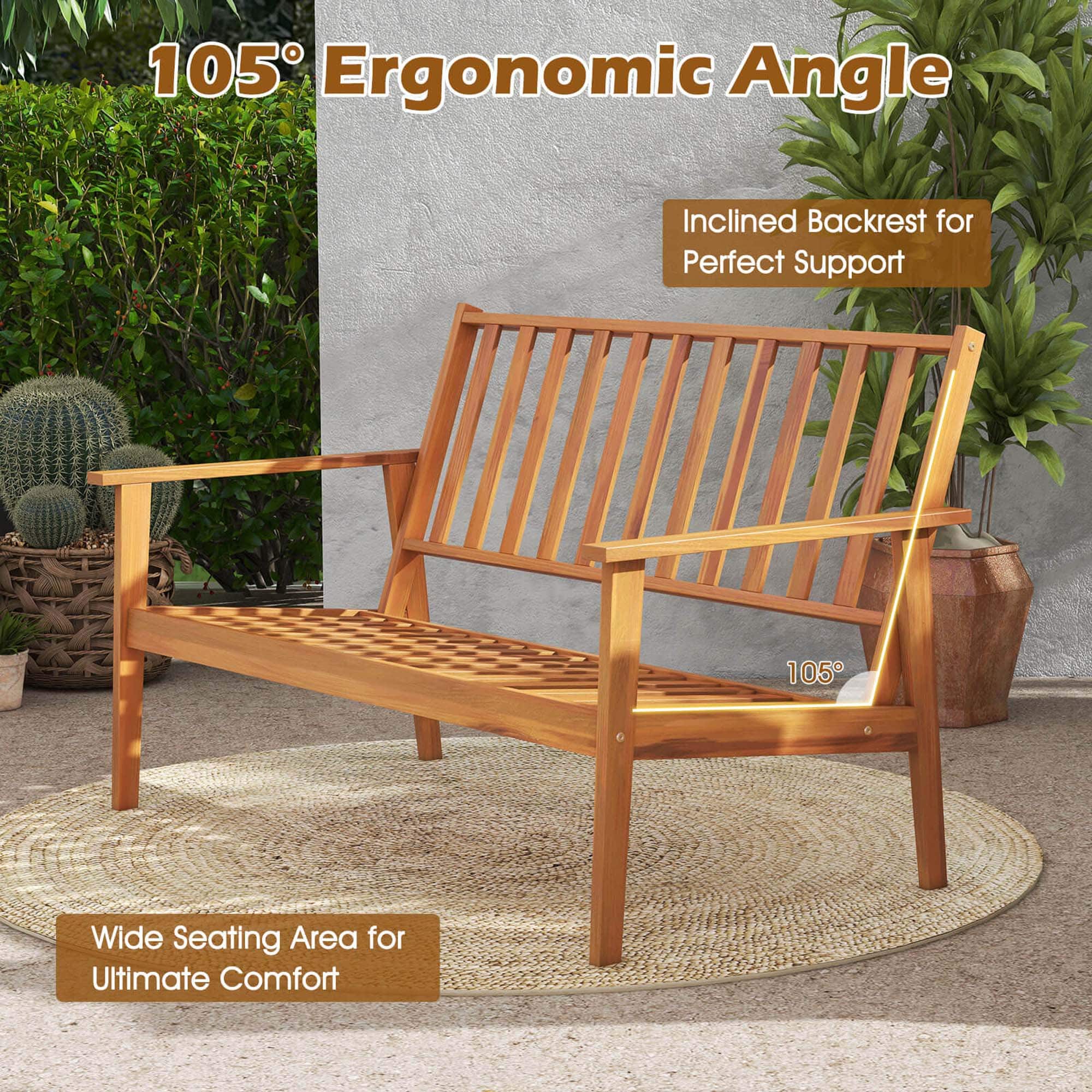 105 Ergonomic Angle Inclined Backrest for Perfect Support 105 Wide Seating Area for Ultimate Comfort