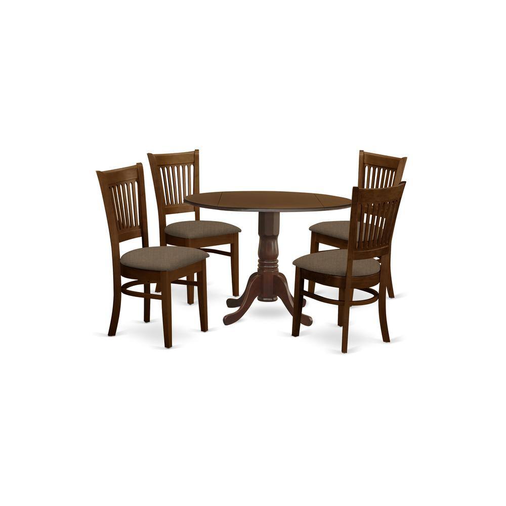 Back. East West Furniture - DLVA5-ESP-C 5 Pc set Dinette Table with 2 drop leaves and 4 Seat Chairs - Espresso.