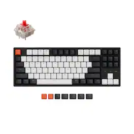 Keychron - C1 TKL Wired Mechanical Keyboard with White Backlight and Red Switch - Black