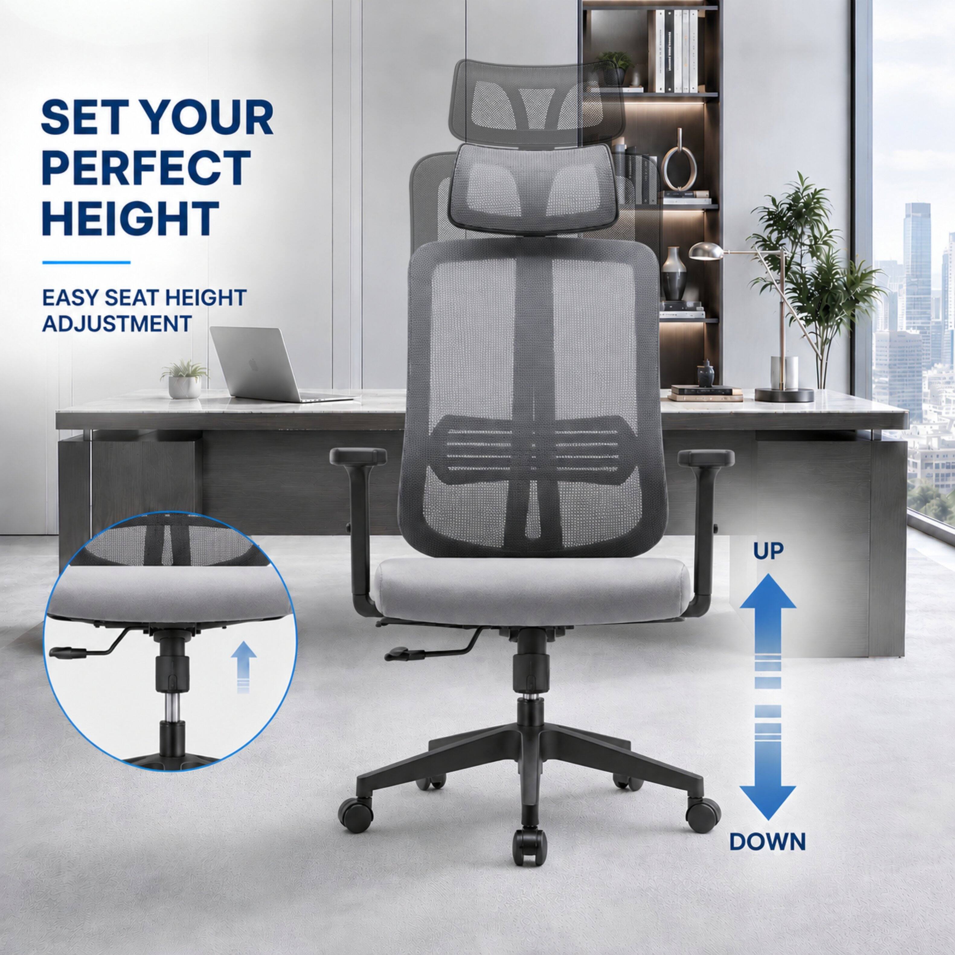 SET YOUR PERFECT HEIGHT  
EASY SEAT HEIGHT ADJUSTMENT  
1  
UP  
DOWN