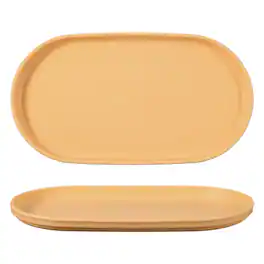 Unique Bargains - 2pcs Fast Food Serving Trays, 9.4x5.1" Oval Reusable Restaurant Tray for Kitchen Coffee Fruit Burger Lunch - Cream Yellow