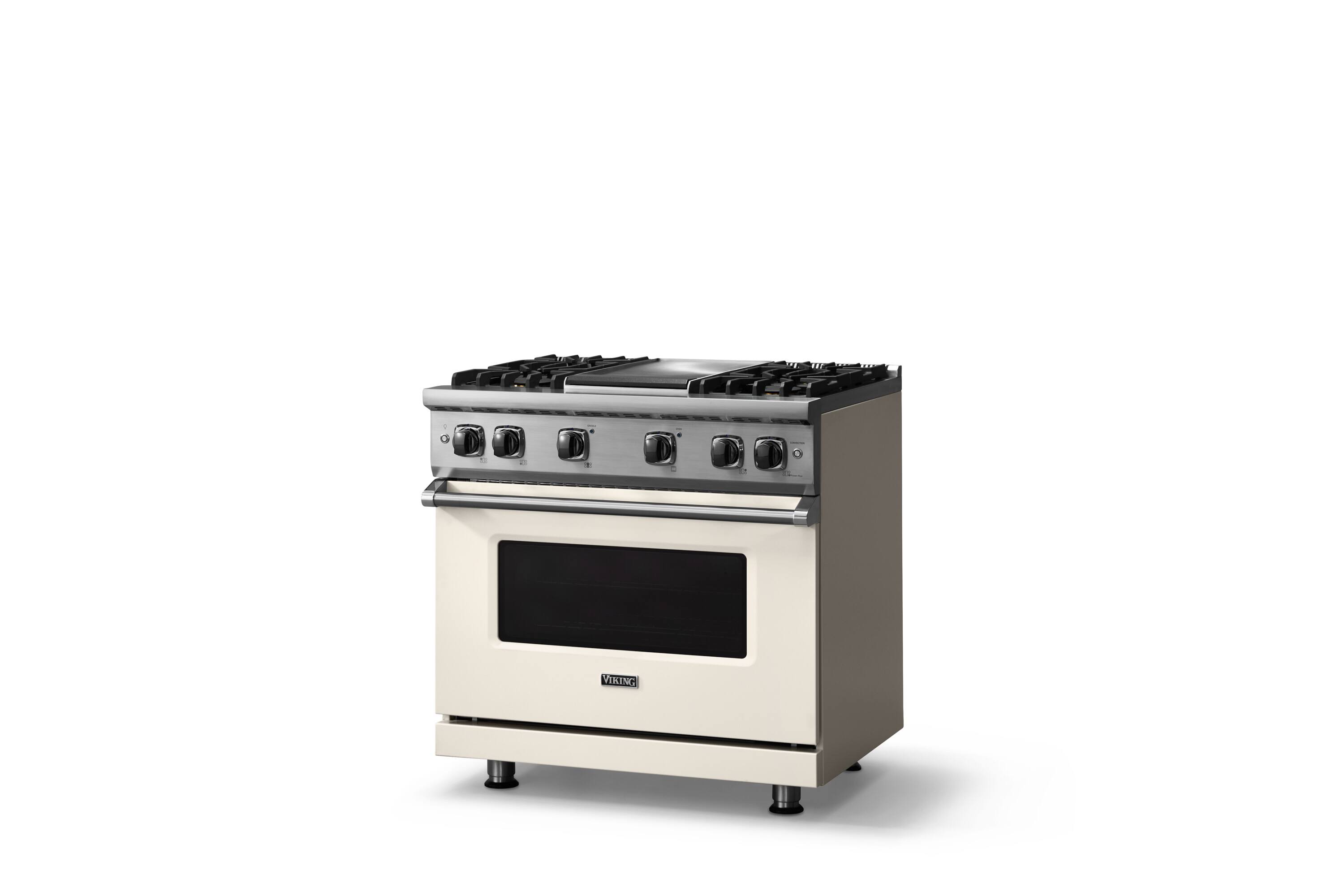 Angle. Viking - 5.1 Cu. Ft. 36"W Freestanding LP Gas Sealed 4 Burner Range with Griddle - Pure White.