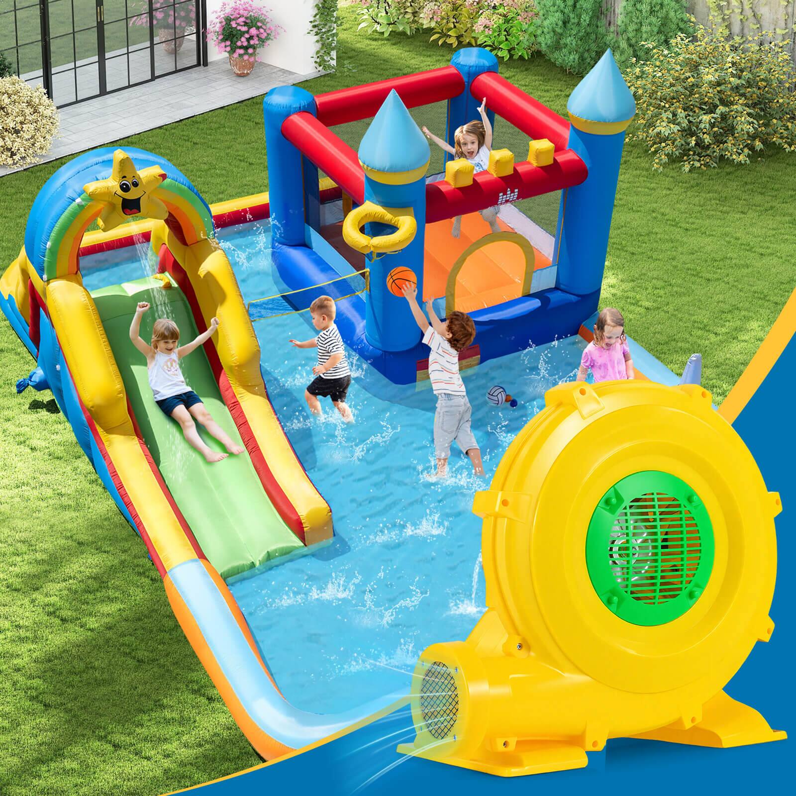 Alt View 1. Costway - Costway 780W Air Blower 1 HP Air Pump Fan with Handle & Stakes 1880 Pa Electric Blower - Multicolor.