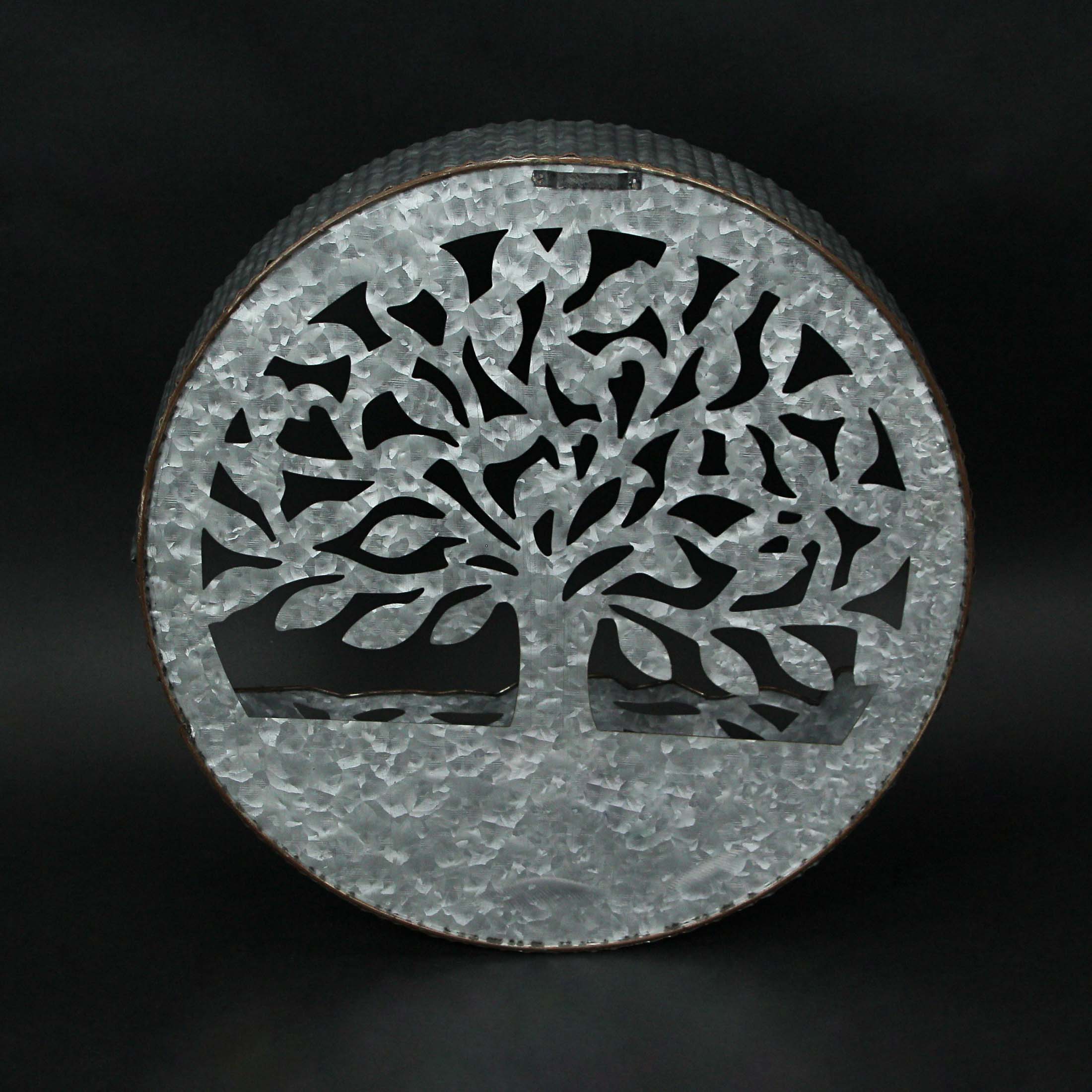 Alt View 2. Special T Imports - Galvanized Metal Tree of Life Wall Pocket Planter Rustic Decorative Plant Vase - Grey.