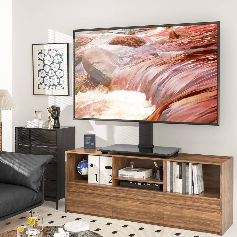 Alt View 1. WKWKER - Universal TV Stand for 13-32inch LED LCD TV - Table Top TV Stand with 45 Degree Height Adjustable Swivel Mount - Black.