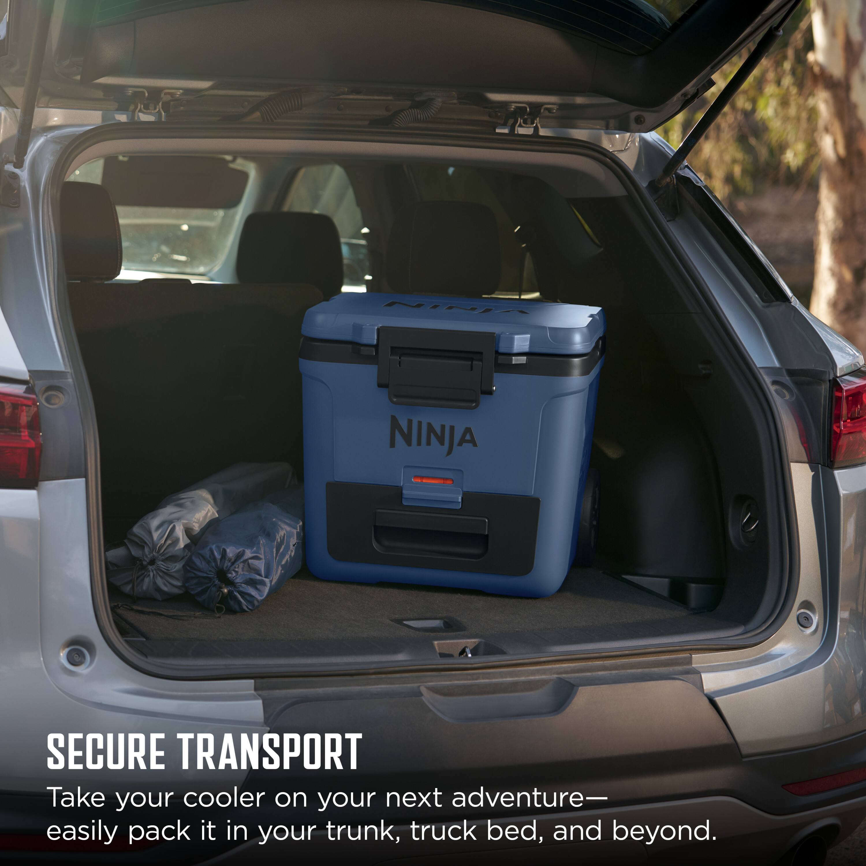NINJA SECURE TRANSPORT

Take your cooler on your next adventure—easily pack it in your trunk, truck bed, and beyond.