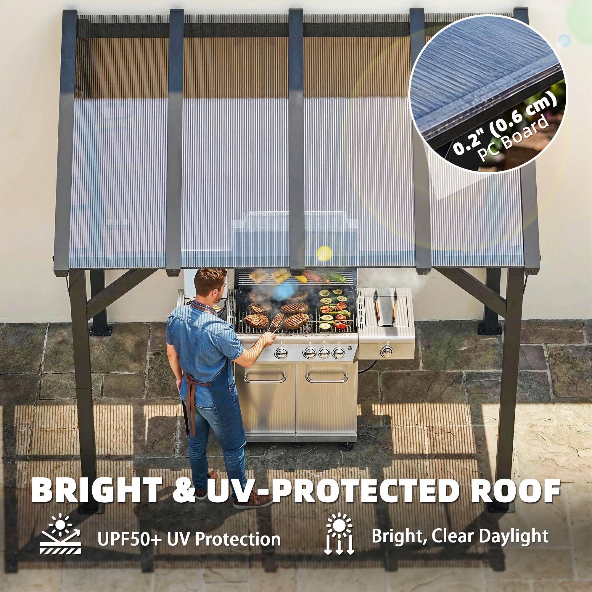 BRIGHT & UV-PROTECTED ROOF  
UPF50+ UV Protection  
Bright, Clear Daylight  

0.2" (0.6 cm) PC Board