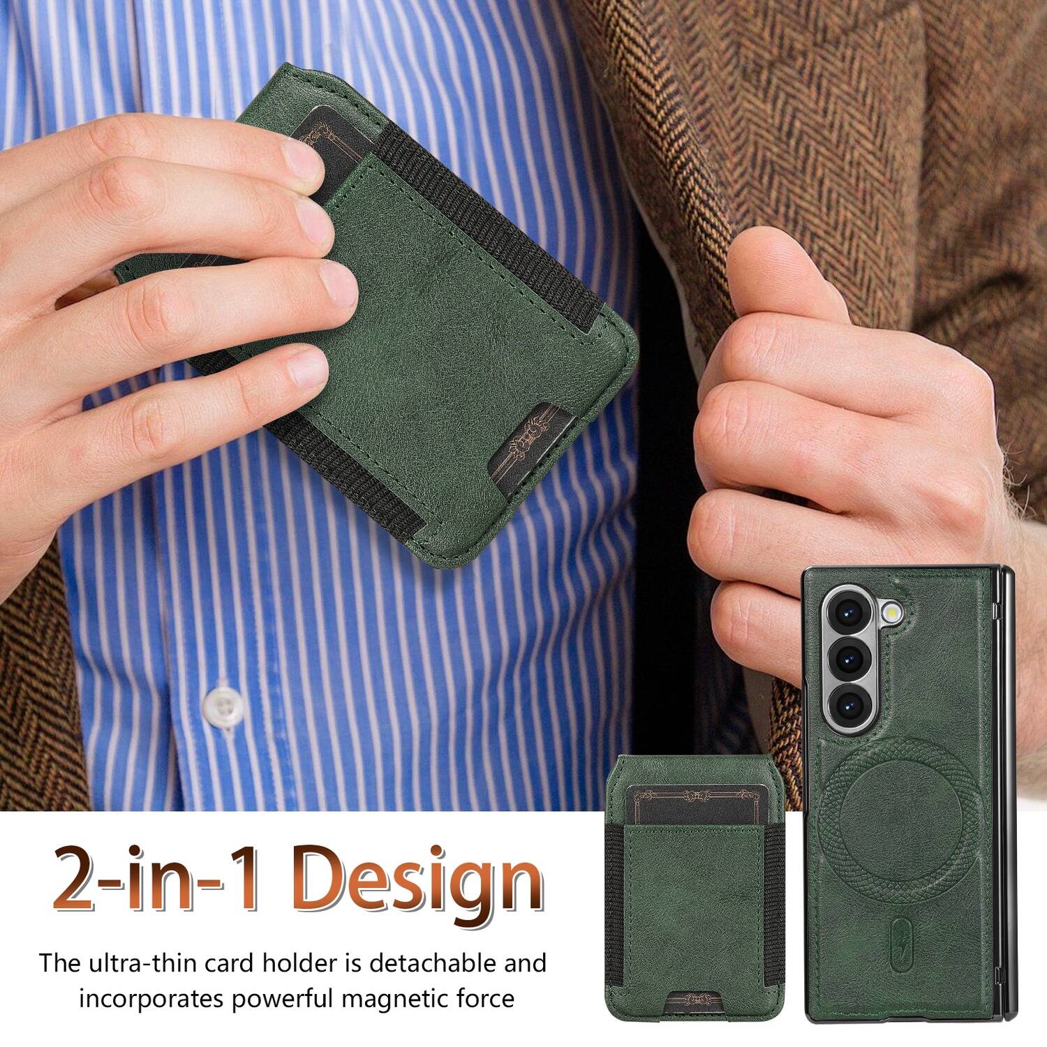 2-in-1 Design  
The ultra-thin card holder is detachable and incorporates powerful magnetic force