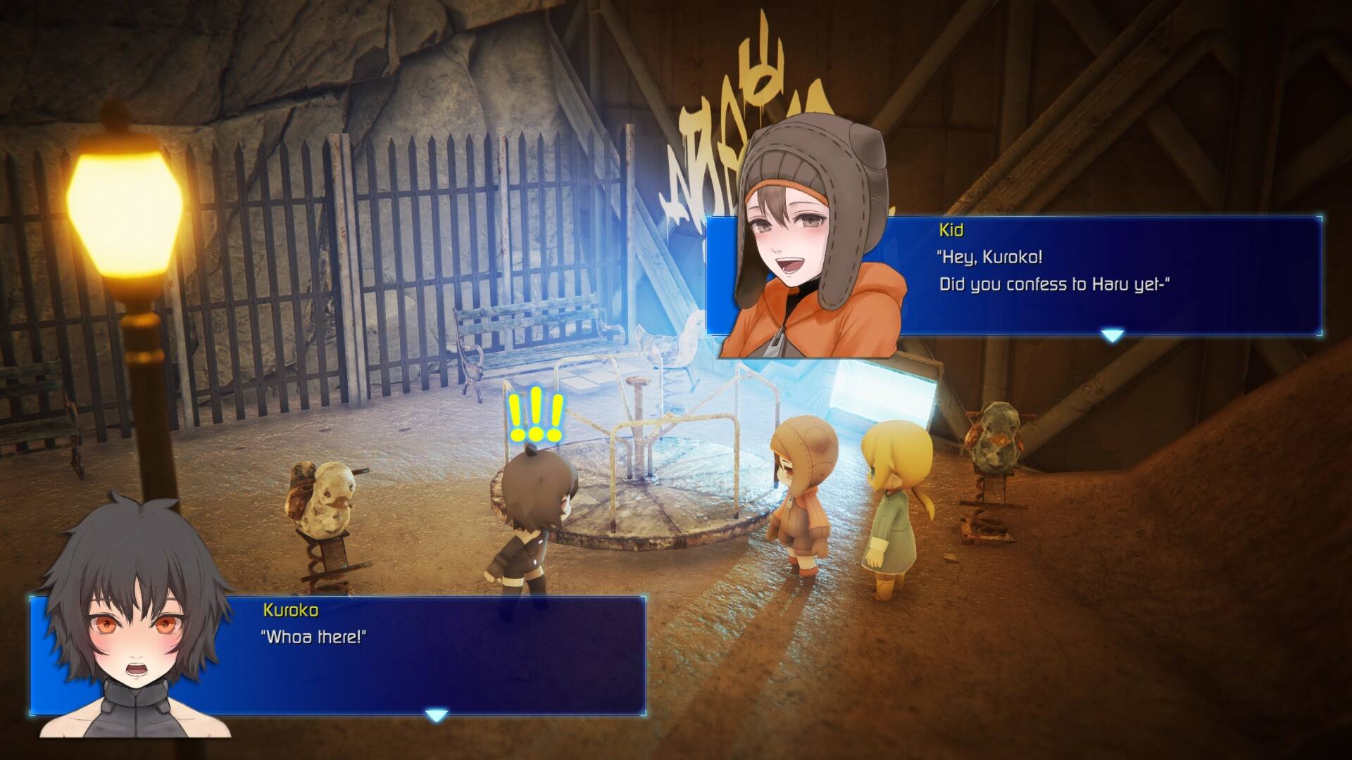 Kid: "Hey, Kuroko! Did you confess to Haru yet?"

Kuroko: "Whoa there!"