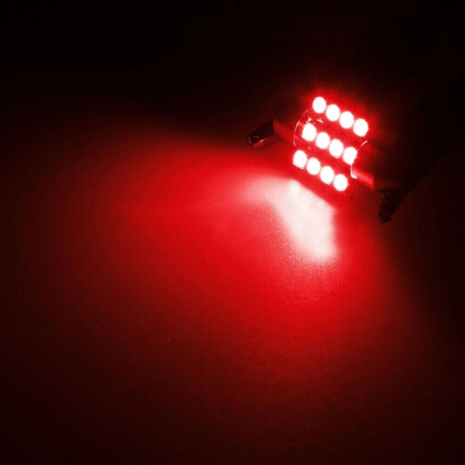 Alt View 4. Home Collection - 13× Red Car Interior LED Bulb Kit – T10 Map, Dome, Door, Trunk & License Plate Lights.