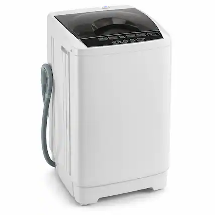 Front. Costway - Costway 9.93 lbs Full Automatic Washing Machine with 8 Preset Programs, Compact Washer - Gray.