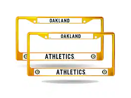 Rico Industries - Oakland A's Athletics Baseball Gold Painted Chrome Metal License Plate Frame - Set of 2 Frames - Multi