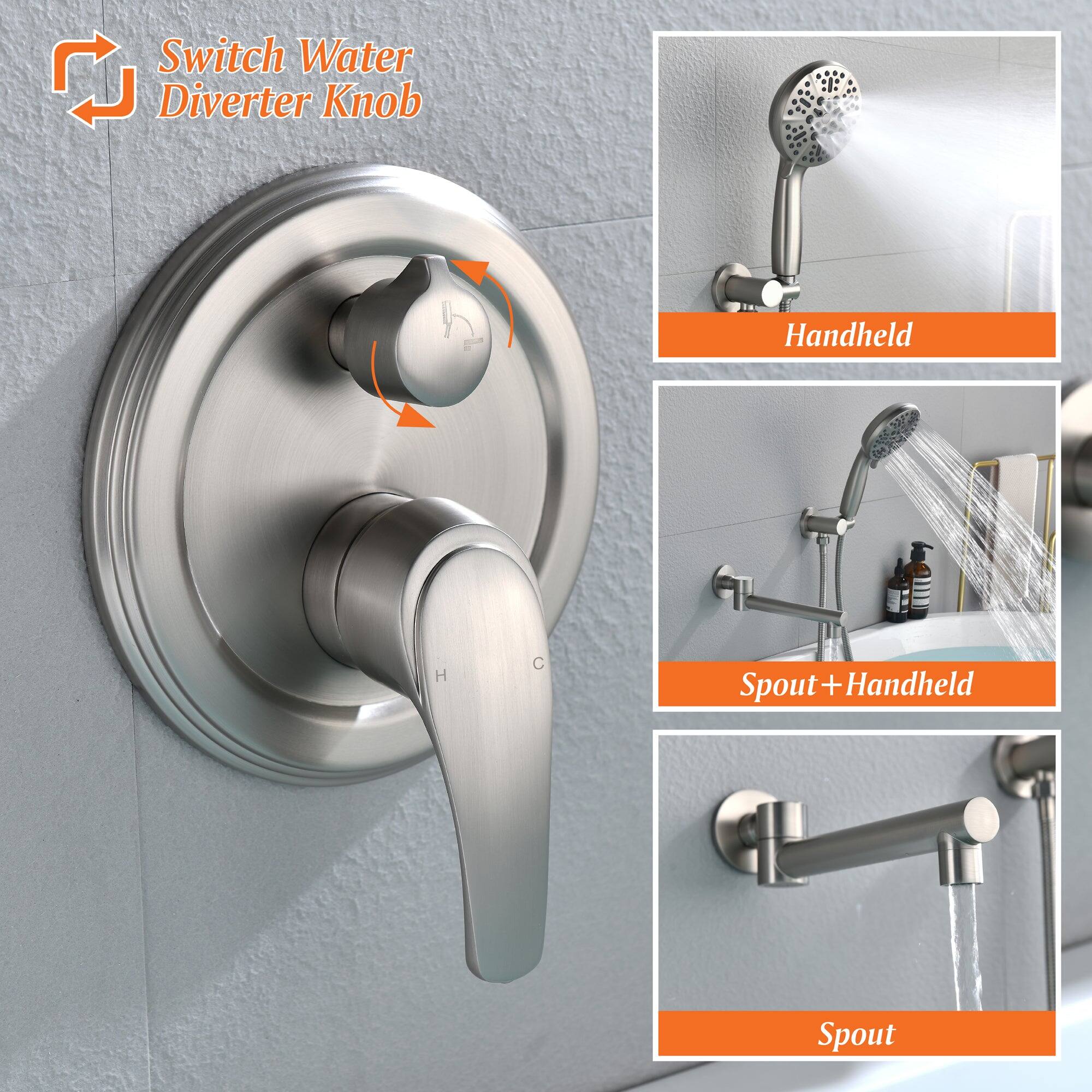 Switch Water Diverter Knob

- Handheld
- Spout + Handheld
- Spout
