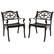 Front. Costway - 2 PCS Cast Aluminum Patio Chairs Set of 2 Outdoor Dining with Armrests & Curved Seats - Bronze.