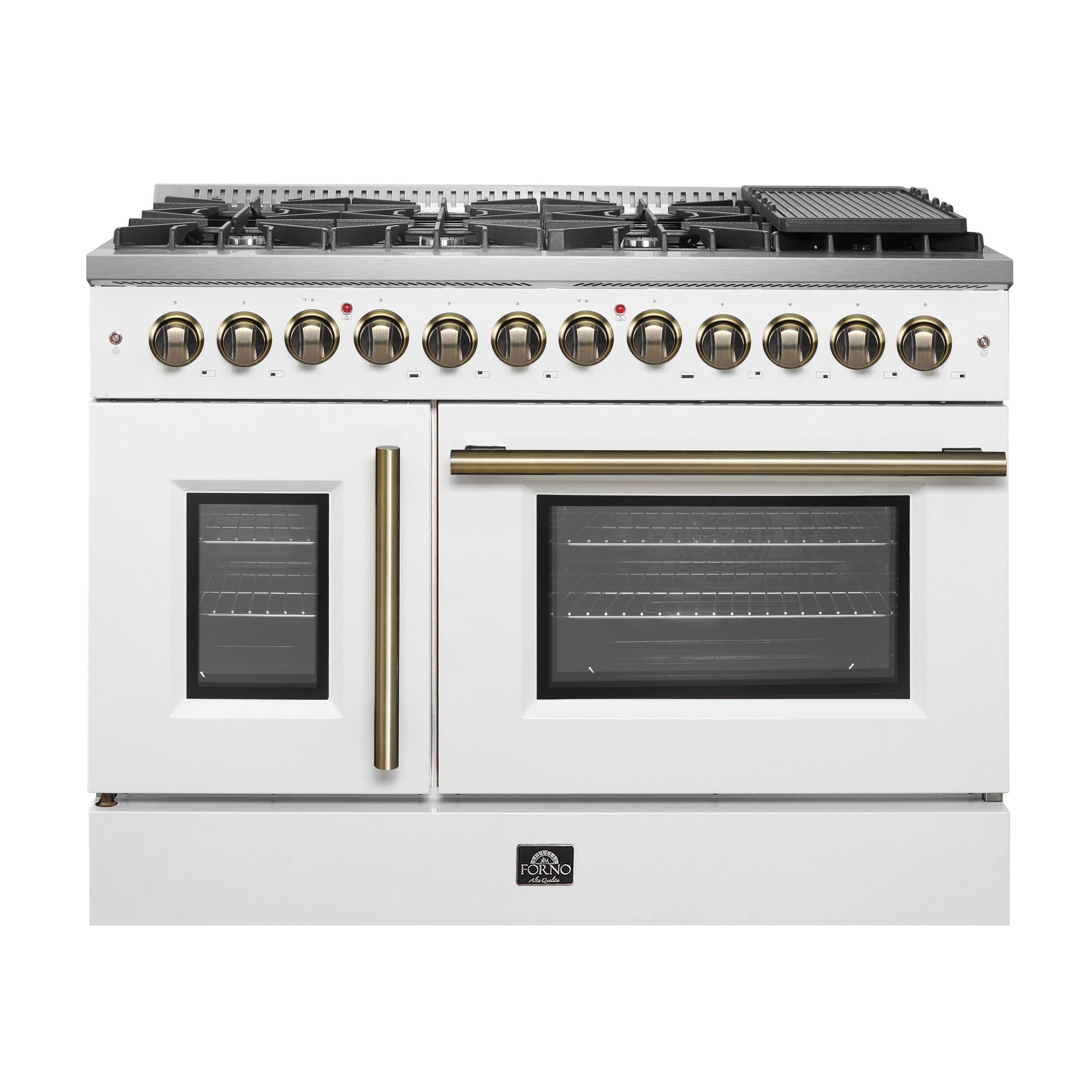 Forno Appliances - Galiano 6.58 Cu. Ft. Freestanding Dual Fuel True Convection Range - White