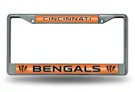 Rico Industries - Cincinnati Football Bengals - Sparkly Glitter Bling Look - Chrome License Plate Frame - Multi