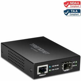 Trendnet - 10GBase-T to SFP+ Fiber Media Converter - 1 x Network (RJ-45) - Single-mode, Multi-mode - 10 Gigabit Ethernet - Unknown
