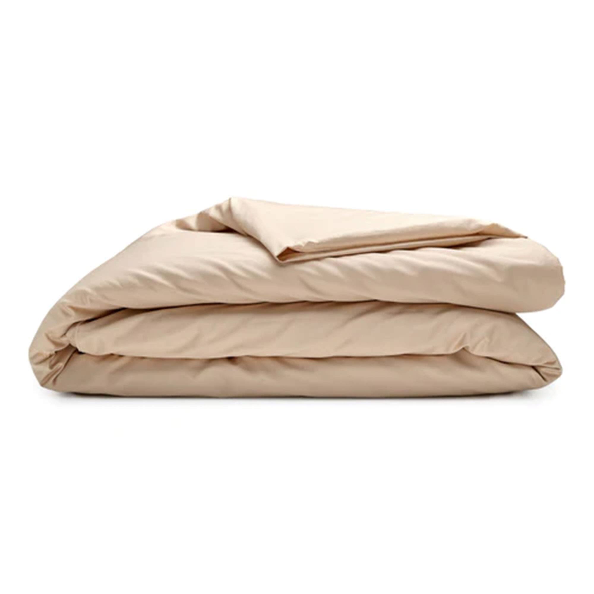 Front. Sleepgram - Sleepgram Supima 400 Thread Count Cotton Duvet Cover with Travel Bag, Twin, Sand - Sand.