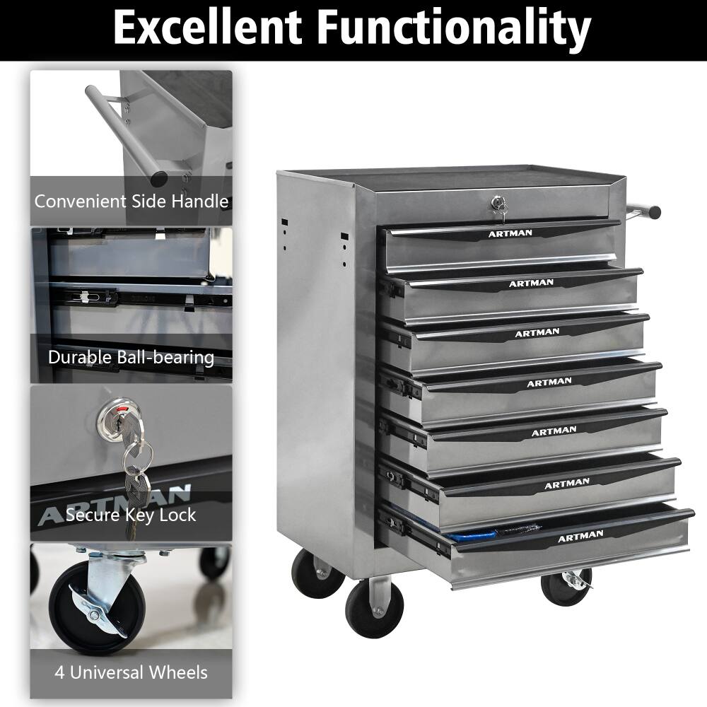 Excellent Functionality

- Convenient Side Handle
- Durable Ball-bearing
- A Secure Key Lock
- 4 Universal Wheels